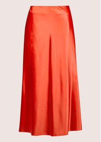 Madeleine Mode Midirock MADELEINE "Midirock Midi Satinrock f&uuml;r elegante Anl&auml;sse", Damen, Gr. 34, orange (blutorange), Obermaterial: 100% Polyester PES., Modern, normal, R&ouml;cke Midirock, Satin