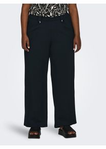 Jerseyhose Only CARMAKOMA "CARSANIA BUTTON PANT JRS PNT NOOS", Damen, Gr. S (42/44), L&auml;nge 32, schwarz, Jersey, Obermaterial: 95% Polyester, 5% Elasthan, unifarben, regular fit normal, Hosen Jerseyhose