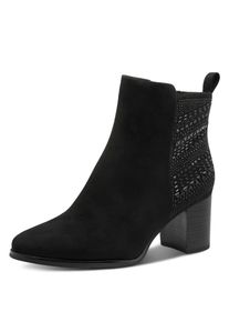 Stiefelette Marco Tozzi, Damen, Gr. 40, schwarz, Textil, Veloursleder, unifarben, Schuhe Stiefelette, Blockabsatz, Businessstiefelette in veganer Verarbeitung