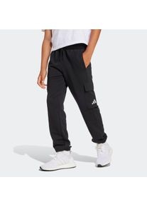 Sporthose adidas Sportswear "ESSENTIALS KIDS", Damen, Gr. 152, N-Gr, schwarz-wei&szlig; (schwarz, wei&szlig;,), Obermaterial: 52% Baumwolle, 48% Polyester, Hosen Sporthose