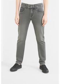 Slim-fit-Jeans name it "NKMTHEO XSLIM SWE JEANS 3113-TH NOOS", M&auml;dchen, Gr. 140, N-Gr, blau (medium grau denim detail:washed), Denim/Jeans, Obermaterial: 70% Baumwolle, 27% Polyester, 3% Elasthan, unifarben, slim fit lang, Jeans Slim-fit-Jeans