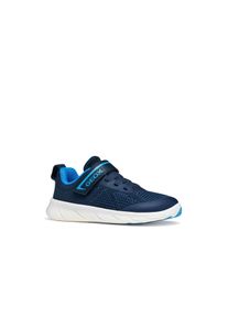Barfu&szlig;schuh Geox "J FOOT-RUN BOY", Jungen, Gr. 31, blau, Textil, Schuhe Barfu&szlig;schuh, Klettschuh mit Logo, Gr&ouml;&szlig;enschablone zum Download