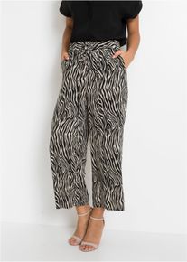 Culotte bonprix, Damen, Gr. 36, N-Gr, schwarz (schwarz, sand zebra bedruckt), Obermaterial: 100% Viskose, loose fit, Hosen Culotte, aus Viskose, mit elastischem Gummibund, lockere Passform