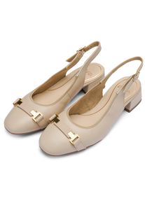 Slingpumps Ara "GRAZ", Damen, Gr. 7,5 (41,5), creme, cognac, Glattleder, Reptilienpr&auml;gung, unifarben mit Farbeinsatz, Schuhe Slingpumps, Blockabsatz, Businessschuh, mit verstellbarer Schnalle, H-Weite