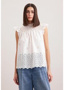 Shirtbluse Seidensticker "Schwarze Rose", Damen, Gr. XXL (44), ecru, 75% Baumwolle, 25% Polyester, unifarben, regular fit, R&uuml;ckenausschnitt, Blusen Shirtbluse, Ohne Arm R&uuml;ckenausschnitt Stickerei