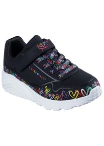 Sneaker Skechers "UNO LITE", M&auml;dchen, Gr. 35, bunt (schwarz, multi), Lederimitat, kontrastfarbene Details, Schuhe Sneaker, Klettschuh mit bunten Herzen, Gr&ouml;&szlig;enschablone zum Download