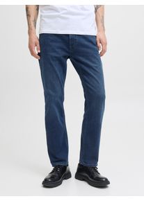 Jack & Jones Straight-Jeans JACK & JONES "JJICLARK JJORIGINAL SQ 2", Damen, Gr. 32, L&auml;nge 36, blau denim, Denim/Jeans, Obermaterial: 76% Baumwolle, 22% Polyester, 2% Elasthan, Abriebeffekte, straight fit lang, Jeans Straight-Jeans, Baumwollmischung, straight fit