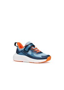 Sneaker Geox "J PRO-RAN BOY", Jungen, Gr. 31, navy, orange, Lederimitat, Textil, Schuhe Sneaker, Slipper mit elastischen Schn&uuml;rsenkeln, Gr&ouml;&szlig;enschablone zum Download