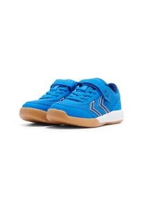 Hallenschuh Hummel "MULTIPLAY FLEX VC JR", Jungen, Gr. 36, wei&szlig; (blau, wei&szlig;), Synthetik, Schuhe Hallenschuh, Indoor Sportschuhe mit Klettverschluss, nicht abf&auml;rbende Sohle