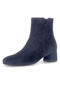 Stiefelette Gabor, Damen, Gr. 36, blau (nachtblau), Ziegenveloursleder, unifarben, Schuhe Stiefelette, Blockabsatz, Businesschuh, Ankleboots mit seitlicher Ziernaht