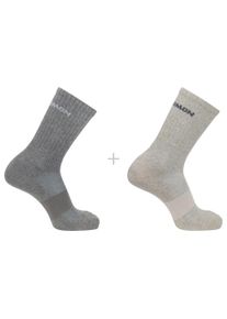 Sportsocken Salomon "EVASION CREW 2-PACK", Damen, Gr. S (36/38), grau (light grau., heather medium), Obermaterial: 65% Baumwolle, 32% Polyamid, 3% Elasthan, Socken Sportsocken
