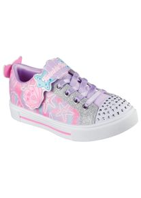 Sneaker Skechers "TWINKLE SPARKS", M&auml;dchen, Gr. 34, bunt (lavendel, multi), Lederimitat, Glitzer, kontrastfarbene Details, Schuhe Sneaker, Blink,-Schlupfschuh mit Glitzer+Strass, Gr&ouml;&szlig;enschablone zum Download