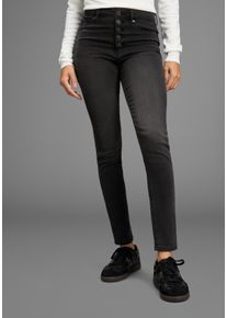 5-Pocket-Jeans Arizona, Damen, Gr. 44, N-Gr, schwarz (dunkelgrau used), Denim/Jeans, Obermaterial: 98% Baumwolle, 2% Elasthan, unifarben, skinny fit kn&ouml;chellang, Jeans 5-Pocket-Jeans, extra-eng geschnittene Beine, hohe Leibh&ouml;he, Skinny Fit
