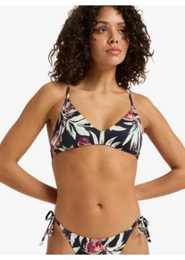 Triangel-Bikini-Top Roxy "PT BEACH CLASHORT SLEEVEICS STRAPPY BRA", Damen, Gr. S (36), N-Gr, grau (anthrazit wind swept floral), Obermaterial: 85% Polyester, 15% Elasthan, Bikini-Oberteile Triangel-Bikini-Top, sportlicher Look, aus Polyester und Elasthan, leichtes Design