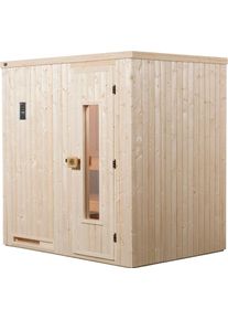 Sauna WEKA "Halmstad", beige (natur), Bio-Ofen, externe Steuerung, 7,5 kW, Saunen, Sauna, 7,5 kW Bio-Ofen mit digitaler Steuerung
