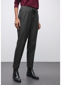 Schlupfhose Street One "Style Bonny", Damen, Gr. 44, L&auml;nge 28, anthrazit melange, Web, Obermaterial: 62% Polyester, 33% Viskose, 5% Elasthan, meliert, loose fit lang, Hosen Schlupfhose, mit Tape im Leder-Look