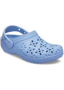 Clog Crocs "Classic Floral Cut Out Clog", M&auml;dchen, Gr. 32, hellblau, blau haze, Croslite&trade;, gebl&uuml;mt, Schuhe Clog, Sommerschuh, Sandale, Strandschuh mit schwenkbarem Fersenriemen