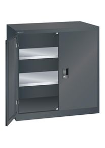 ESD-Fl&uuml;gelt&uuml;rschrank, H 1000 mm, 2 Fachb&ouml;den, BxT 1002 x 400 mm, anthrazitgrau LISTA