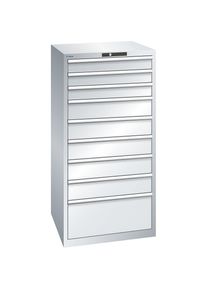 ESD-Schubladenschrank, BxTxH 717 x 725 x 1450 mm, 9 Schubladen, Traglast 75 kg, lichtgrau LISTA