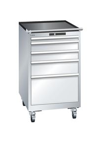 ESD-Schubladenschrank mobil, BxTxH 564 x 725 x 990 mm, 5 Schubladen, 1 x 50 / 2 x 100 / 1 x 150 / 1 x 300 mm, lichtgrau LISTA