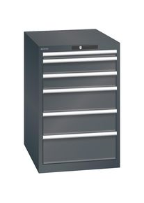 ESD-Schubladenschrank, BxTxH 564 x 725 x 850 mm, 6 Schubladen, Traglast 75 kg, anthrazitgrau LISTA