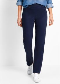 Schlupfhose bonprix "Twill Treggings aus elastischem Baumwoll-Mix", Damen, Gr. 38, N-Gr, blau (dunkelblau), Twill, Obermaterial: 97% Baumwolle, 3% Elasthan, unifarben, washed, regular fit lang, Hosen Schlupfhose, aus elastischem Baumwoll-Mix, Regular Fit, gerades Bein