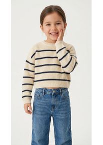 Strickpullover s.Oliver JUNIOR, M&auml;dchen, Gr. 134/140, beige (nature stripe), Strick, Obermaterial: 100% Polyacryl, gestreift, regular fit taillenbedeckt, Rundhals, Rippb&uuml;ndchen, Pullover Strickpullover, mit Streifen Muster
