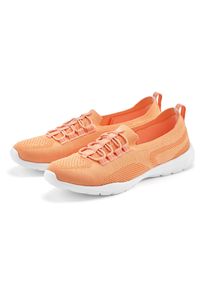 Sneaker Lascana "Slipper, Halbschuh, Slip-On-Sneaker", M&auml;dchen, Gr. 37, Textil, orange (hellorange), Obermaterial: 100% Textilmaterial. Decksohle: 100% Textilmaterial. Futter: 100% Textilmaterial. Laufsohle: 100% Synthetik, unifarben, Basic, Schuhe Sneaker, aus leichtem Textil-Material VEGAN