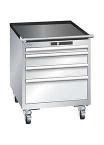 ESD-Schubladenschrank mobil, BxTxH 564 x 725 x 723 mm, 4 Schubladen, 1 x 50 / 2 x 100 / 1 x 200 mm, lichtgrau LISTA
