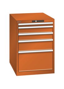 ESD-Schubladenschrank, BxTxH 564 x 725 x 800 mm, 5 Schubladen, Traglast 75 kg, orange LISTA