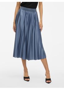 Plisseerock Vila "VINITBAN SKIRT - NOOS", Damen, Gr. XL (42), blau (vintage indigo), Web, Obermaterial: 96% Polyester, 4% Elasthan, unifarben, regular fit knieumspielend, R&ouml;cke Plisseerock, Materialmix