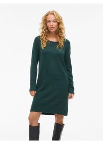 Strickkleid Vila "VIRIL L/S KNIT DRESS - NOOS", Damen, Gr. XL, N-Gr, gr&uuml;n (ponderosa pine detail:schwarz melange), Feinstrick, Obermaterial: 50% Viskose, 27% Nylon, 23% Polyester, meliert, regular fit kniefrei, Rundhals, Rippstrickb&uuml;ndchen, Kleider Strickkleid