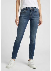 Skinny-fit-Jeans Pepe Jeans "SKINNY JEANS LW", Damen, Gr. 32, L&auml;nge 32, blau (mid blau), Denim/Jeans, Obermaterial: 99% Baumwolle, 1% Elasthan, skinny fit lang, Jeans Skinny-fit-Jeans, Low Waist