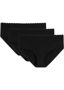 Umstandsslip bonprix, Damen, Gr. 48/50 (XL), 3 Stk., 3x schwarz, Jersey, Obermaterial: 95% Baumwolle, 5% Elasthan. Spitze: 90% Polyamid, 10% Elasthan, unifarben, figurbetont, Unterhosen Umstandsslip, mit Spitze, verschiedene Konfektionsgr&ouml;&szlig;en