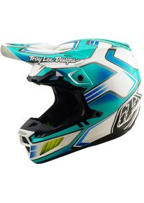 Troy Lee Designs SE5 Composite Crest, motocross helmet , color: Turquoise/White/Neon-Yellow , size: XL