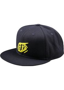 Troy Lee Designs Badge Flat Bill Snapback, capuchon , couleur: Bleu Fonc&eacute;/Jaune , taille: Taille unique
