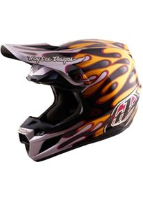 Troy Lee Designs SE5 Carbon Overspray, casque de motocross , couleur: Noir/Or/Rouge/Blanc , taille: M