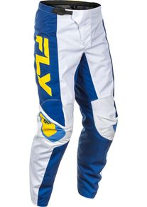 Fly Racing F-16 S25, pantalon en textile , couleur: Blanc/Bleu/Jaune , taille: 32