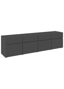 Xora Lowboard, Anthrazit, Holzwerkstoff, 4 Schublade(n) Schubladen, 200x52.8x40 cm, stehend, in verschiedenen Holzdekoren erh&auml;ltlich, Wohnzimmer, TV M&ouml;bel, Lowboards, Lowboards stehend