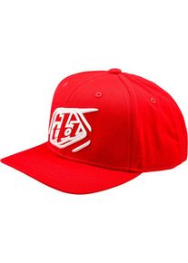 Troy Lee Designs Badge Curved Snapback, tampa , cor: Vermelho/Branco , tamanho: Medida unit&aacute;ria