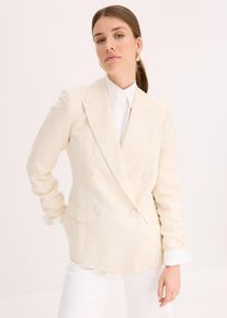 bonprix Blazer mit Lyocell im Crinklelook, beige, Gr.52, eleganter Blazer mit Lyocell im Crinklelook