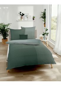 Bettw&auml;sche Kaeppel "MASTER 100% Baumwolle", gr&uuml;n (jade), B/L: 135cm x 200cm, 1 Stk., 1 Stk., Feinbiber, B/L: 80cm x 80cm, 2 Stk., Feinbiber, Obermaterial: 100% Baumwolle, Bettw&auml;sche, Bettw&auml;sche, mit Karomuster, Markenrei&szlig;verschluss