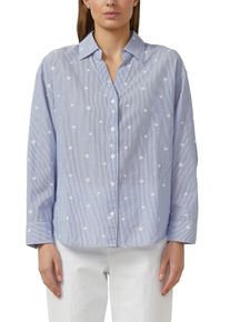 Langarmbluse s.Oliver, Damen, Gr. 38, blau (mid blau), Web, Obermaterial: 100% Baumwolle, bestickt, gestreift, bequem h&uuml;ftbedeckend, V-Ausschnitt, Blusen Langarmbluse, im Streifen-Look und mit Allover-Stickereien