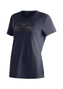 T-Shirt Maier Sports "Wilma Print", Damen, Gr. 38, blau (dunkelblau), 100% Polyester, Rundhals, Shirts T-Shirt, Damen Kurzarmshirt, leichtes Sommer Funktionsshirt, Rundhals, Reg Fit