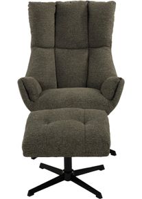 Relaxsessel Duo Collection "Pruna", waldgr&uuml;n, B:77cm H:110cm T:83cm, 100% Polyester, Sessel, Relaxsessel, 360 drehbar mit R&uuml;ckholfunktion, Wippmechanik, inkl. Hocker