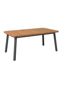 Ambia Garden Gartentisch, Akaziefarben, Holz, Metall, Akazie, massiv, Schichtholz, rechteckig, Rundrohr, 100x75x180 cm, FSC 100%, ausziehbar, Gartenm&ouml;bel, Gartentische, Gartentische ausziehbar