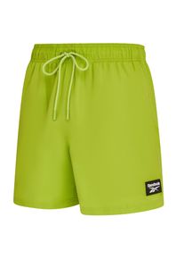 Badeshorts Reebok "Ace", Herren, Gr. M, N-Gr, retro lime, Microfaser, Obermaterial: 100% Polyester, Badehosen Badeshorts, mit kleinen Seitenschlitzen, Eingriff-Taschen seitlich