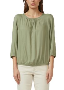 Schlupfbluse s.Oliver, Damen, Gr. 44, summer khaki, Web, Obermaterial: 100% Viskose, unifarben, l&auml;ssig geschnitten h&uuml;ftbedeckend, Rundhals, elastischer Bund, Blusen Schlupfbluse, mit elstsichem Bund und aus reiner Viskose