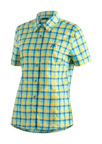 Funktionsbluse Maier Sports "Philina", Damen, Gr. 52, gelb (pastellgelb), 85% Polyester, 15% Viskose, Blusen Funktionsbluse, Damen Bluse, leichte Kurzarmbluse, Blusen-Shirt, Karobluse, Reg Fit