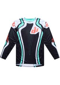 Troy Lee Designs GP Pro Roller, maillot , couleur: Noir/Blanc/Turquoise , taille: M